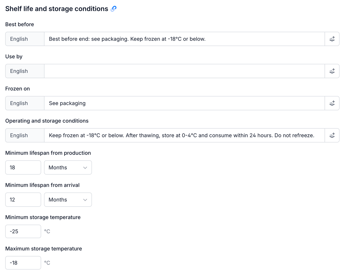 Recording storage conditions and temperature ranges per product in Eclarion