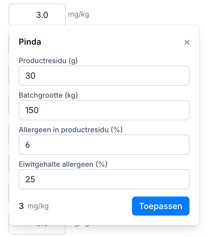 Procescontaminatie calculator met QRA-berekening