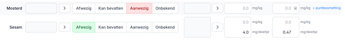 Puntbesmetting invoerveld voor sesam