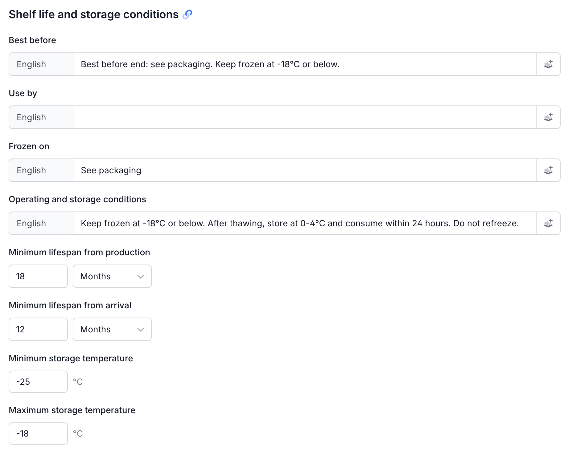 Recording shelf life and storage conditions per product in Eclarion