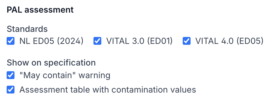 Paramètres du layout évaluation PAL