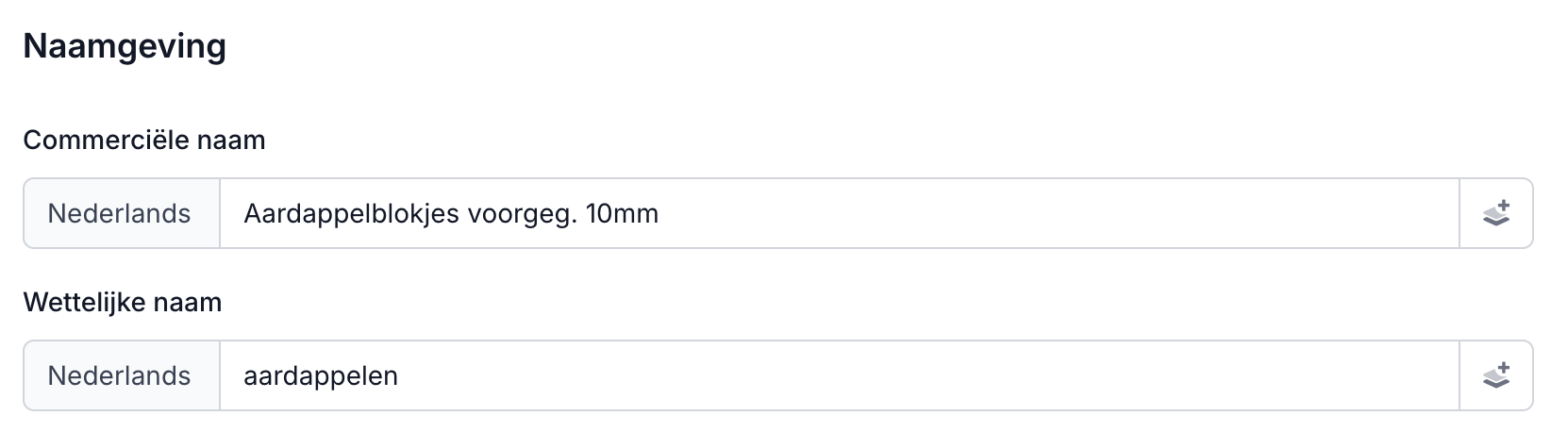 Naamgeving van een ingrediënt