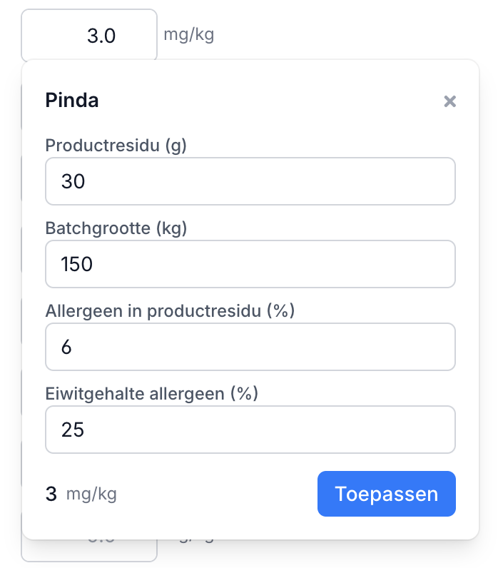 Procescontaminatie calculator met QRA-berekening